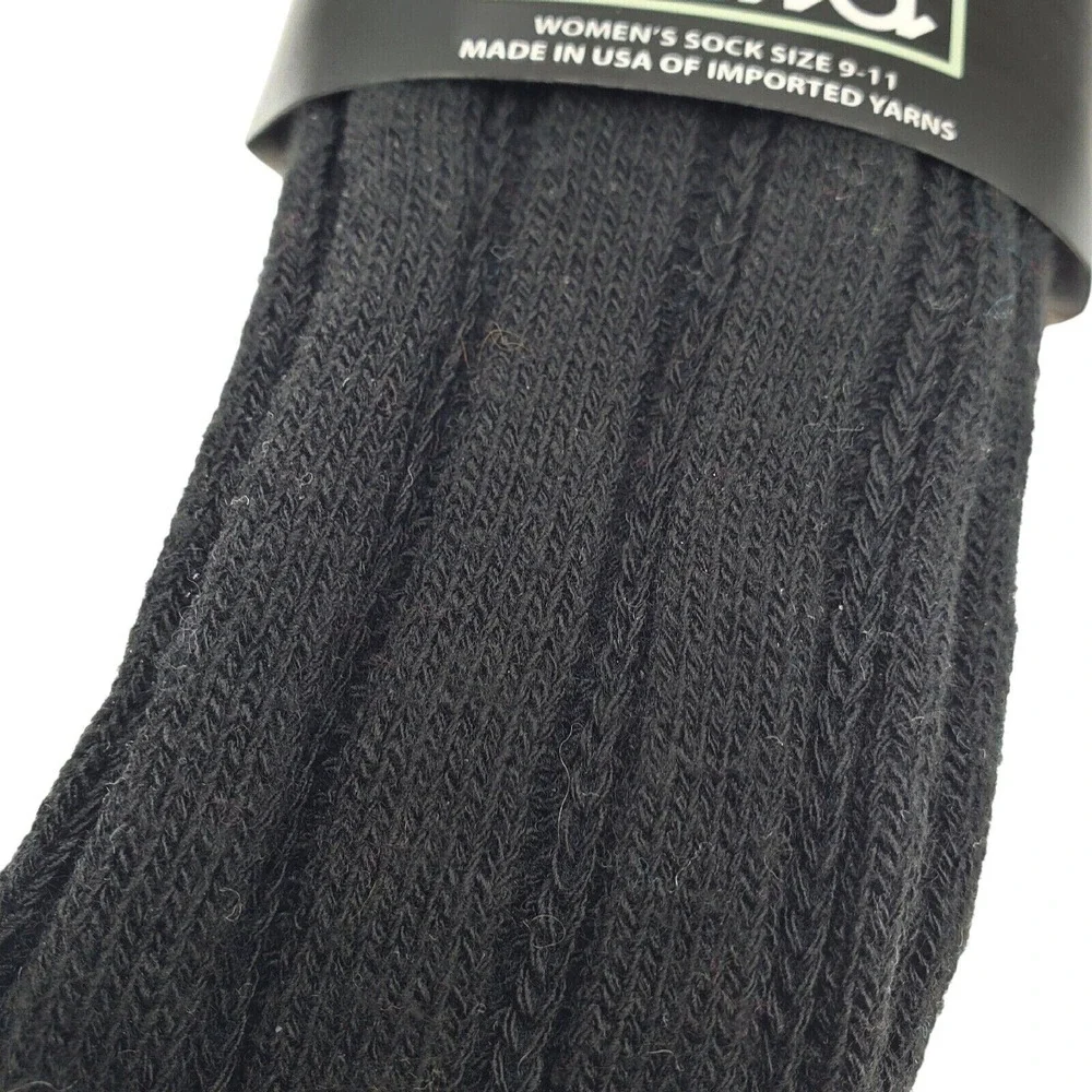 Black Ribbed Crew Socks Medium B.ella 9-11 Viscose Acrylic Blend Soft Caviar NEW